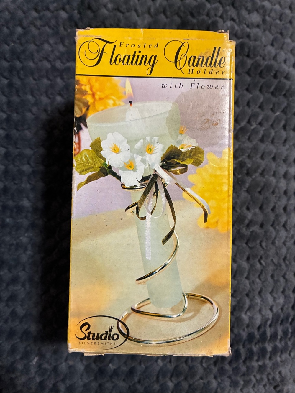 Studio Frosted White Floating Candle Holder with White Flower Accent and Candle